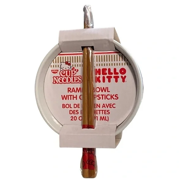 HELLO KITTY CUP NOODLES Ramen Bowl with Chopsticks - Picture 3 of 6